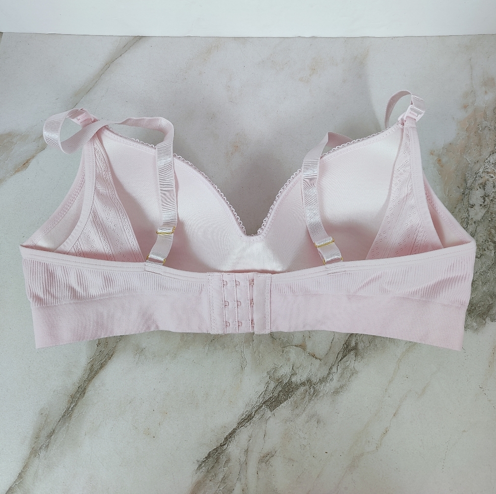 Carrie Amber Baby Pink Ribbed Wireless Nursing Bra, 38C - Picture 9 of 10